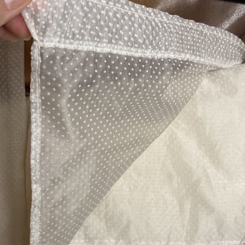 5 piece vintage Swiss dot curtains. Cream raised flocked polka dots See pics YY